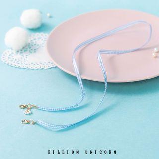Gingham Mask Strap Blue & White - One Size