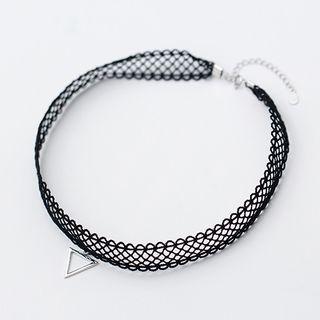 925 Sterling Silver Triangle Pendant Choker As Shown In Figure - One Size