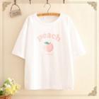 Elbow-sleeve Fruit Print T-shirt As Shown In Figure - One Size