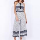 Print Cropped Wide-leg Jumpsuit