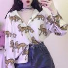 Tiger Printed Shirt Milky White - One Size