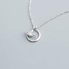 925 Sterling Silver Rhinestone Moon Pendant Necklace S925 Silver - As Shown In Figure - One Size