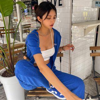 Sports Set: Towelling Zip-up Hoodie + Pants