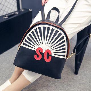 Letter Applique Faux Leather Backpack