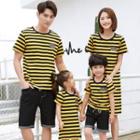 Family Matching Set: Striped Short-sleeve T-shirt + Shorts / Short-sleeve T-shirt Dress