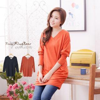 Plain Strap-back V-neck Top