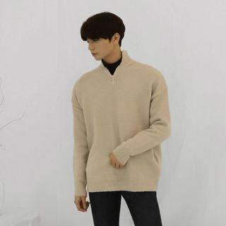 Zipped Mock-neck Sweater
