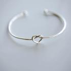 Heart Sterling Silver Open Bangle Silver - One Size
