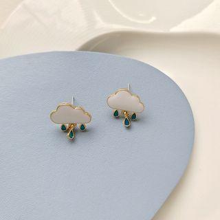 Sterling Silver Cloud Stud Earring / Clip-on Earring