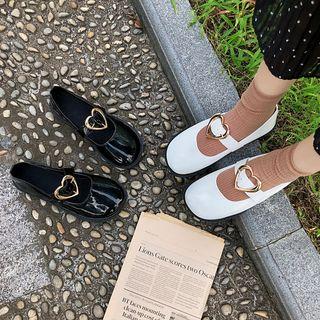 Heart Buckled Strap Mary Jane Flats