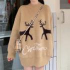 Deer Print Loose-fit Sweater