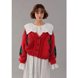 Argyle Thick Knit Cardigan