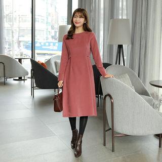 Tie-waist Fleece Flared Dress