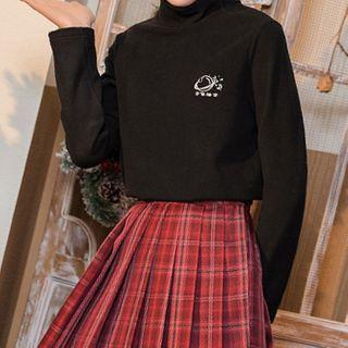 Semi Turtle-neck Skinny Long Sleeve Top