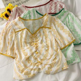 Printed Ruched Crop Top