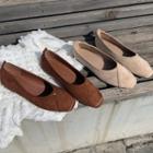 Stitched Faux-suede Flats