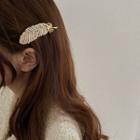 Rhinestone Feather Hair Clip Gold - One Size