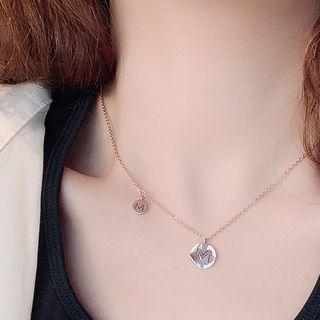 Alloy Letter M Disc Pendant Necklace