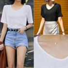 V-neck Textured T-shirt