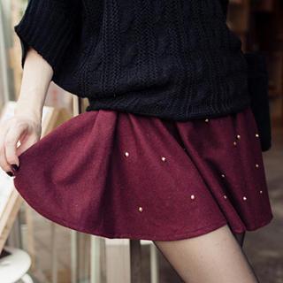 Elasticized Waist Studded Skirt