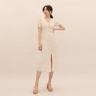 Short-sleeve Button-up Midi Dress