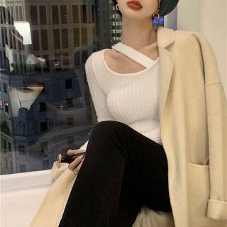 Plain Irregular Knit Crop Top