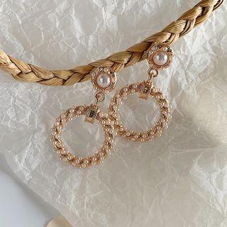 925 Sterling Silver Faux Pearl Hoop Dangle Earring S925 Sterling Silver - As Shown In Figure - One Size