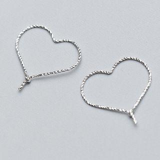 925 Sterling Silver Heart Earring 1 Pair - S925 Silver - As Shown In Figure - One Size