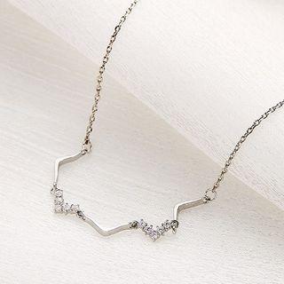 Rhinestone Zigzag Pendant Necklace 1 Pc - 01 - As Shown In Figure - One Size