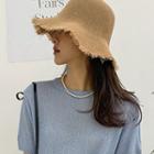 Fringed Knit Sun Hat
