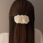 Flower Fabric Hair Clip White - One Size