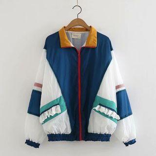 Color Panel Zip Jacket Dark Blue - One Size