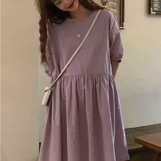 Plain Crewneck Midi Dress