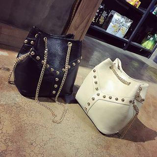 Faux-leather Studded Bucket Bag