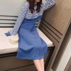 Set : Striped Top + Suspender Skirt