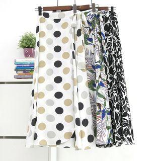 Tie-waist Printed Skirt