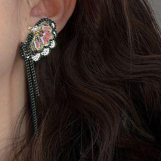 Butterfly Rhinestone Alloy Earring 1 Pair - Black - One Size