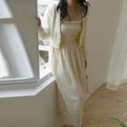 Plain Long-sleeve Knitted Cardigan / Dress