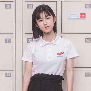 Carrot Embroidered Short-sleeve Polo Shirt
