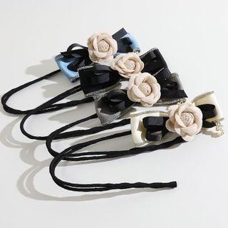 Rhinestone Floral Bow Hair Pin