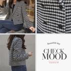 Double-button Checked Tweed Blazer Black - One Size