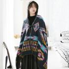 Geometric Jacquard Hooded Cape