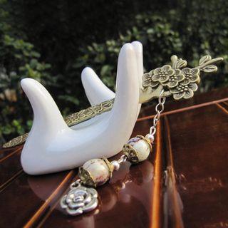 Ceramic Bead Metal Flower Hair Stick As Shown In Figure - One Size