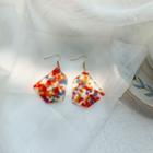 Geometric Dotted Acrylic Dangle Earring 1 Pair - Red - One Size