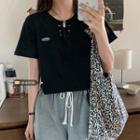 Short-sleeve Lace-up Logo T-shirt