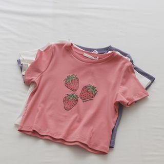 Printed Strawberry Short-sleeved Top