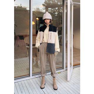 Color-block Dumble Zip Vest