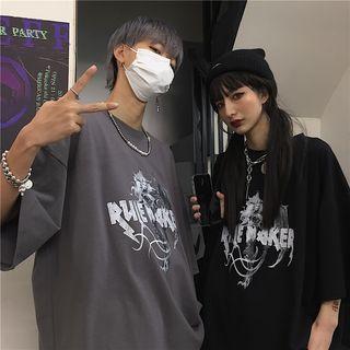 Couple Matching Devil Print Short-sleeve T-shirt