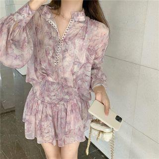 Long-sleeve See-through Top / Skirt / Camisole Top