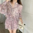 Long-sleeve See-through Top / Skirt / Camisole Top